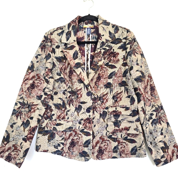 Havana Jack Cafe Jackets & Blazers - Havana Jack Size‎ 12 Tapestry Jacket Blazer Coat Jaquard Floral Rose Print.D63